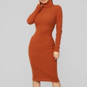 Turtle neck fuzzy sweater dress